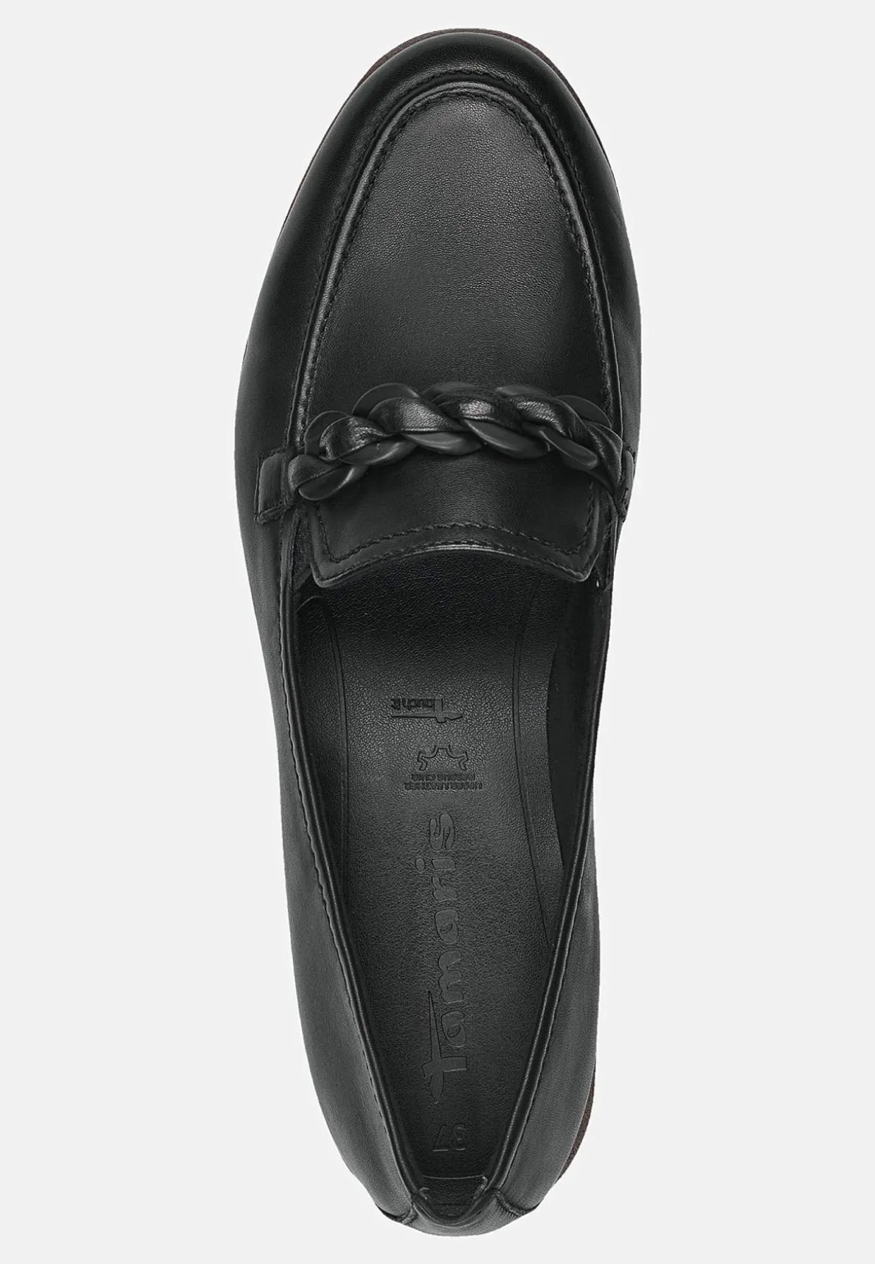 Bekväm skinnloafer med kedjedetalj