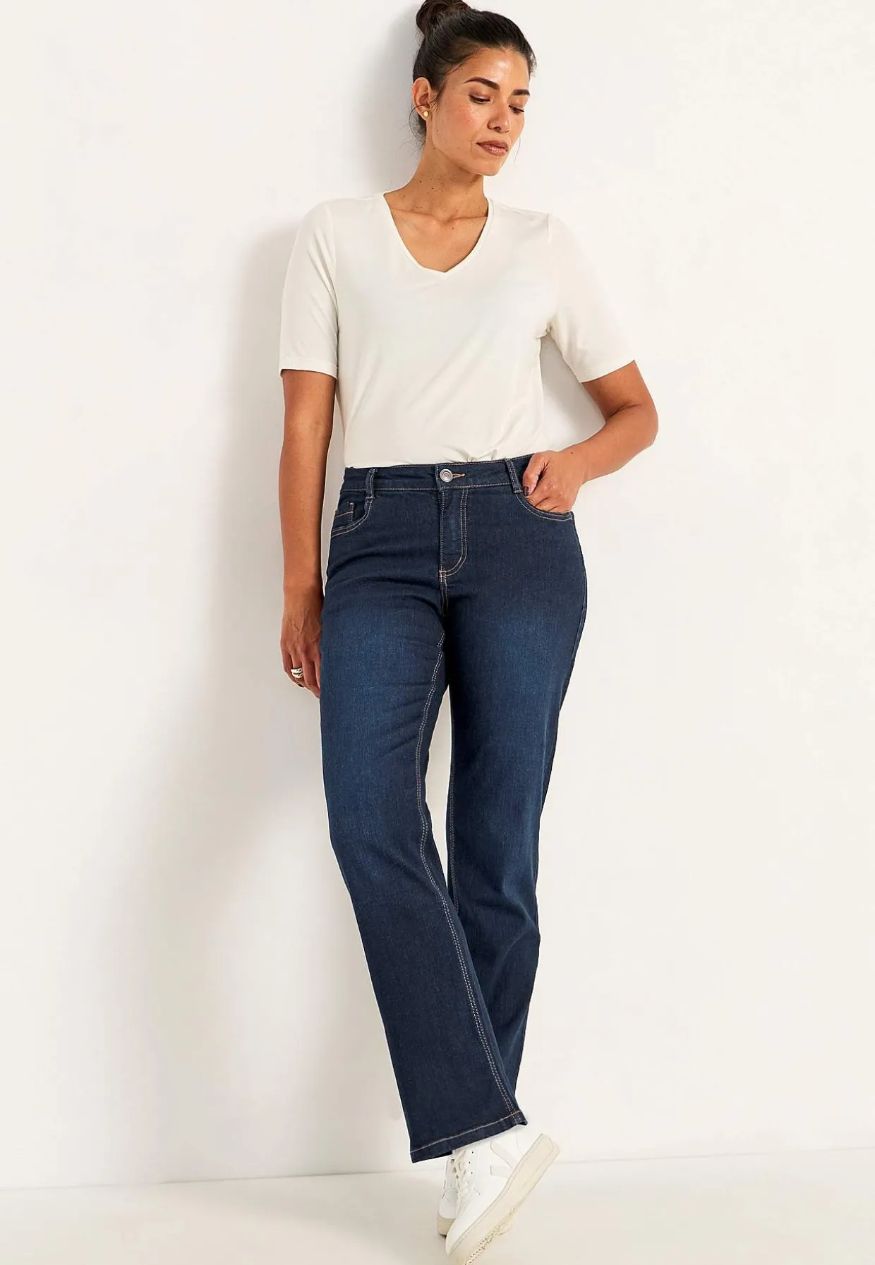 Bekväma stretchjeans med rakt ben