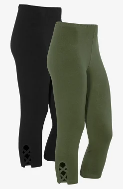 Caprileggings med fina detaljer 2-pack