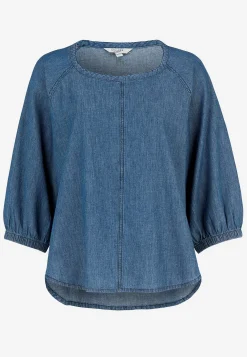 Denimblus med vida ärmar