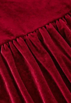 Klänning i velour med volang