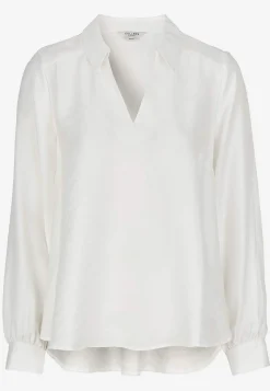 Vävd blus med vida ärmar