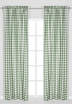 Vävda, rutiga gardinlängder 2-pack